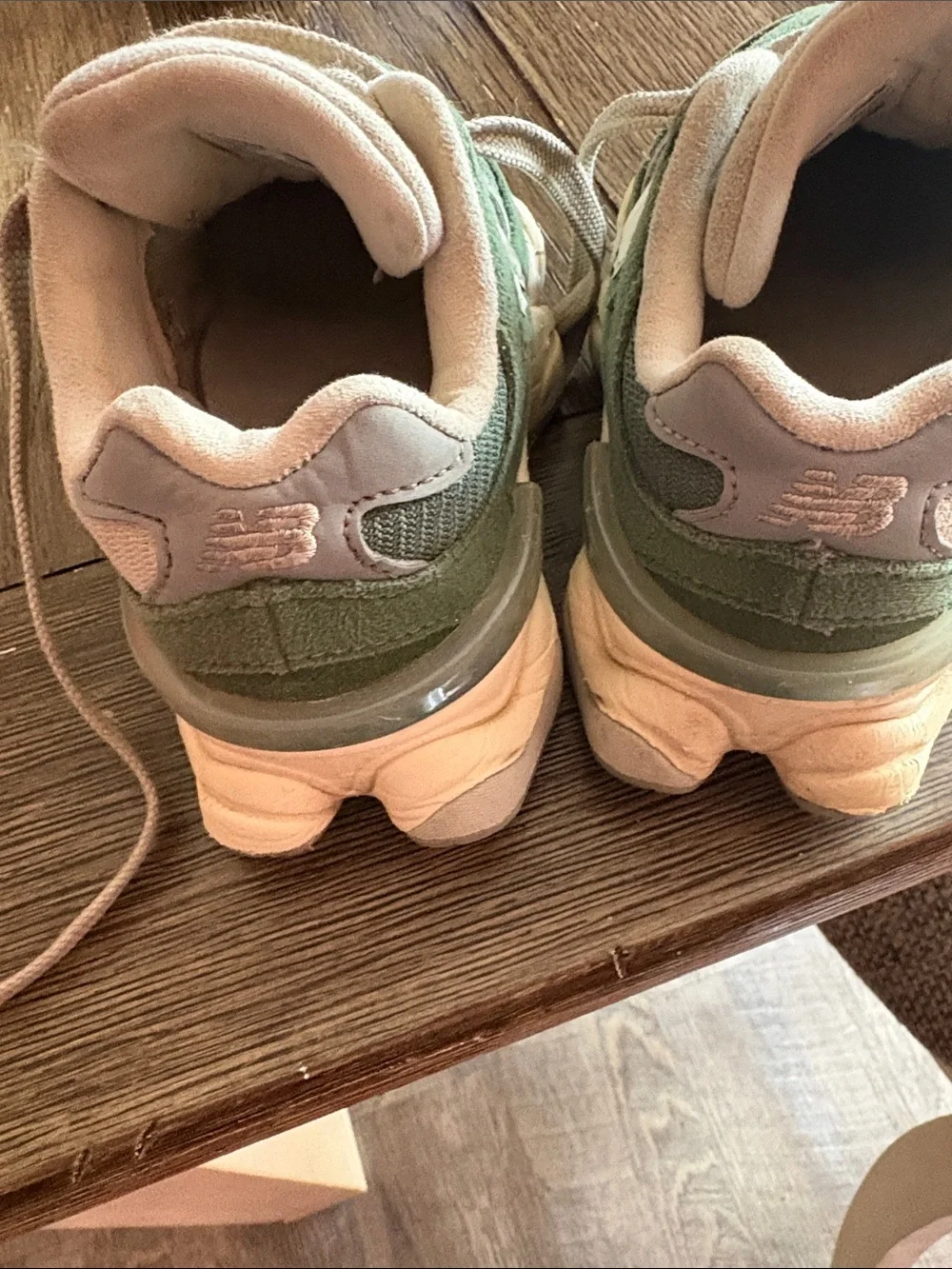 New Balance Kids Green and Cream Trail-Style Sneakers